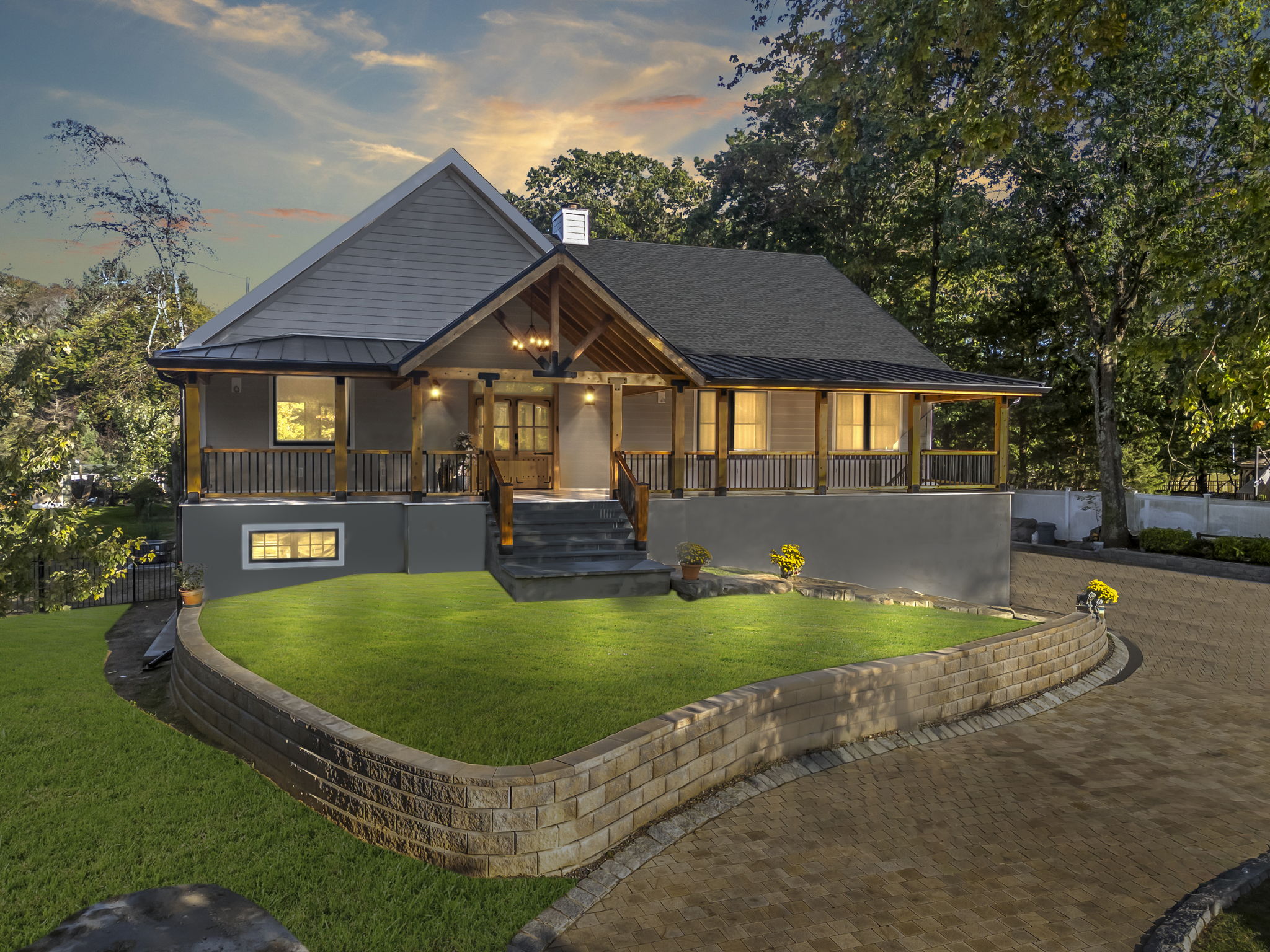Custom craftsman home at sunset - Ocean NJ